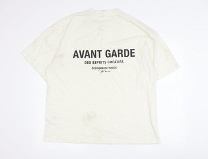 Avant Garde White T-Shirt, Men's L, Graphic Print