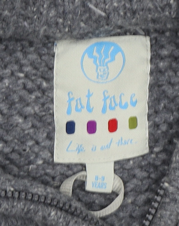 Fat Face Boys Grey Knit Hoodie, 8-9 Years, Wool Blend
