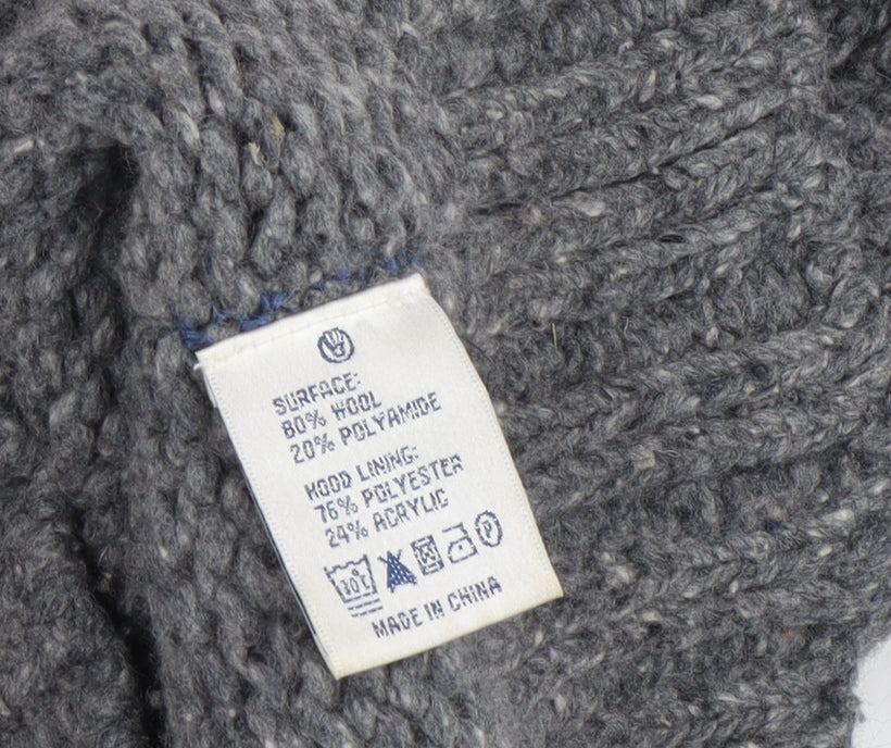 Fat Face Boys Grey Knit Hoodie, 8-9 Years, Wool Blend