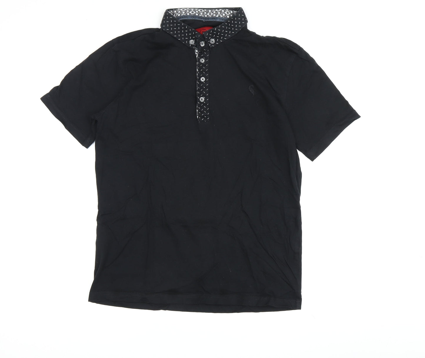 Swade Men's Black Polo Shirt M Short Sleeve Casual