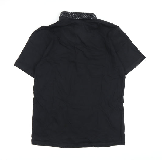 Swade Men's Black Polo Shirt M Short Sleeve Casual