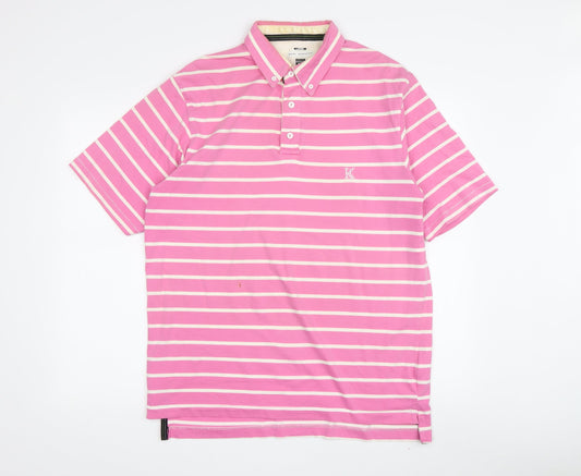 Karl Kertess Men’s Pink Striped Polo Shirt L