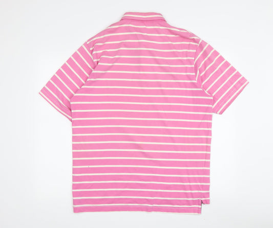 Karl Kertess Men’s Pink Striped Polo Shirt L