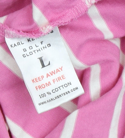 Karl Kertess Men’s Pink Striped Polo Shirt L