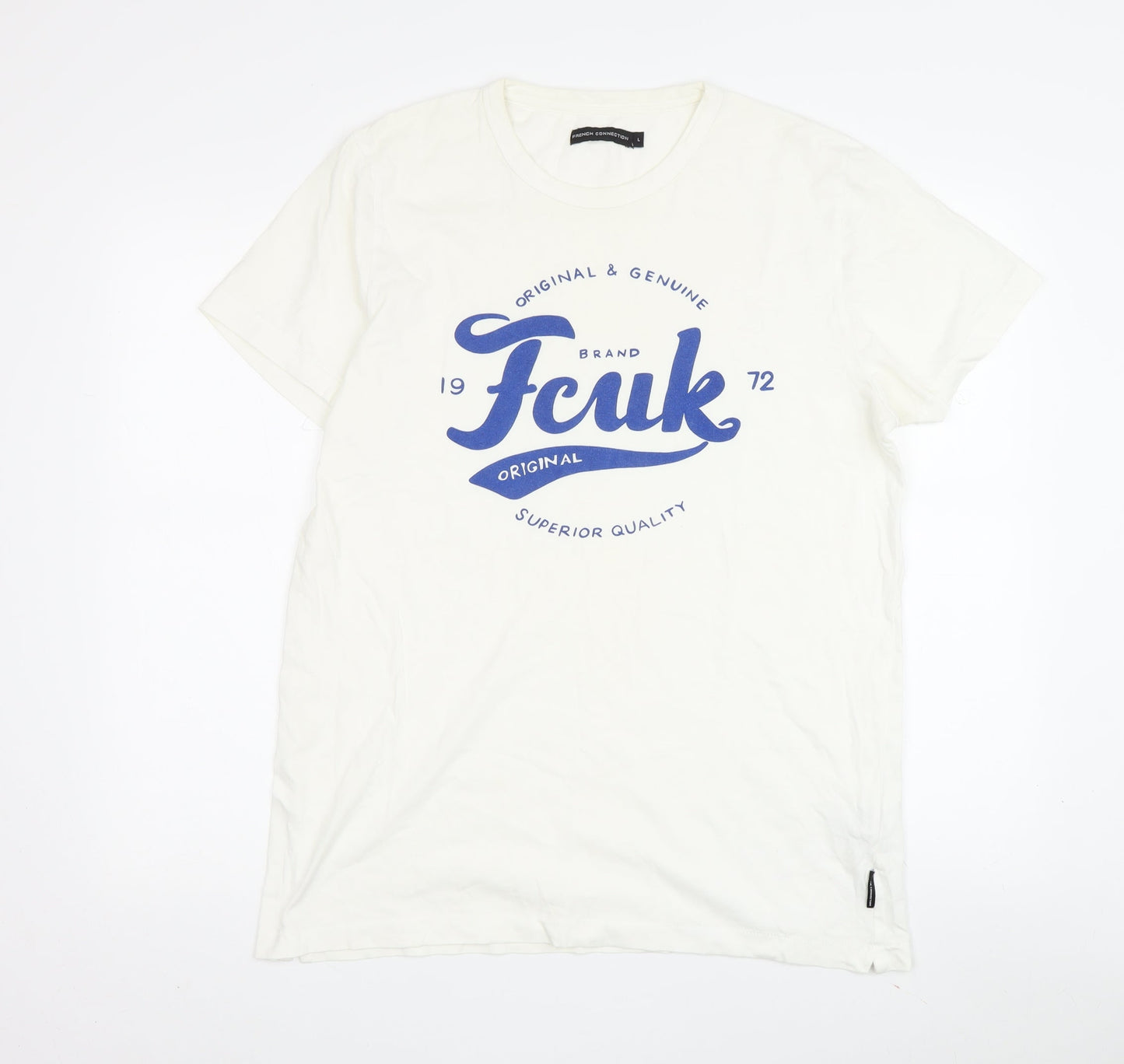 Mens UK Size L French Connection White  T-Shirt