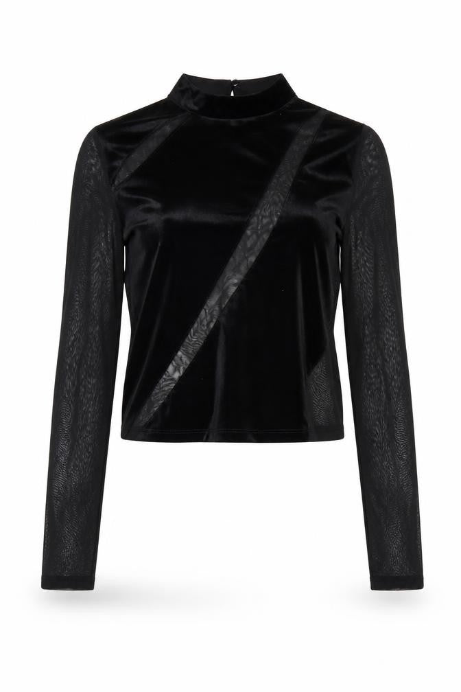 Womens UK Size S Bershka Black Cropped Blouse