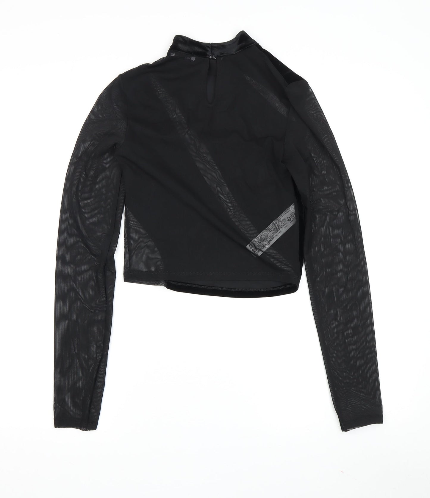 Womens UK Size S Bershka Black Cropped Blouse