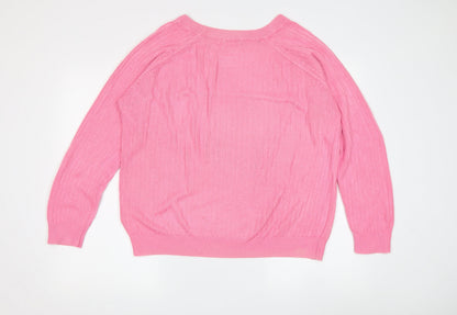 Womens UK Size L Jacqueline de Yong Pink Pullover Jumper