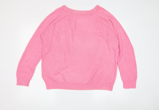 Womens UK Size L Jacqueline de Yong Pink Pullover Jumper