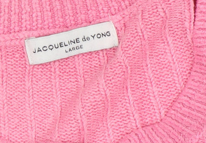 Womens UK Size L Jacqueline de Yong Pink Pullover Jumper