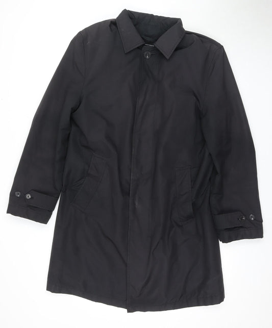 Marks and Spencer Men's Black Overcoat S Mid-Length