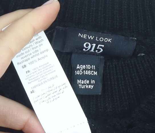 New Look Girls Black Knit Jumper 10-11 Years