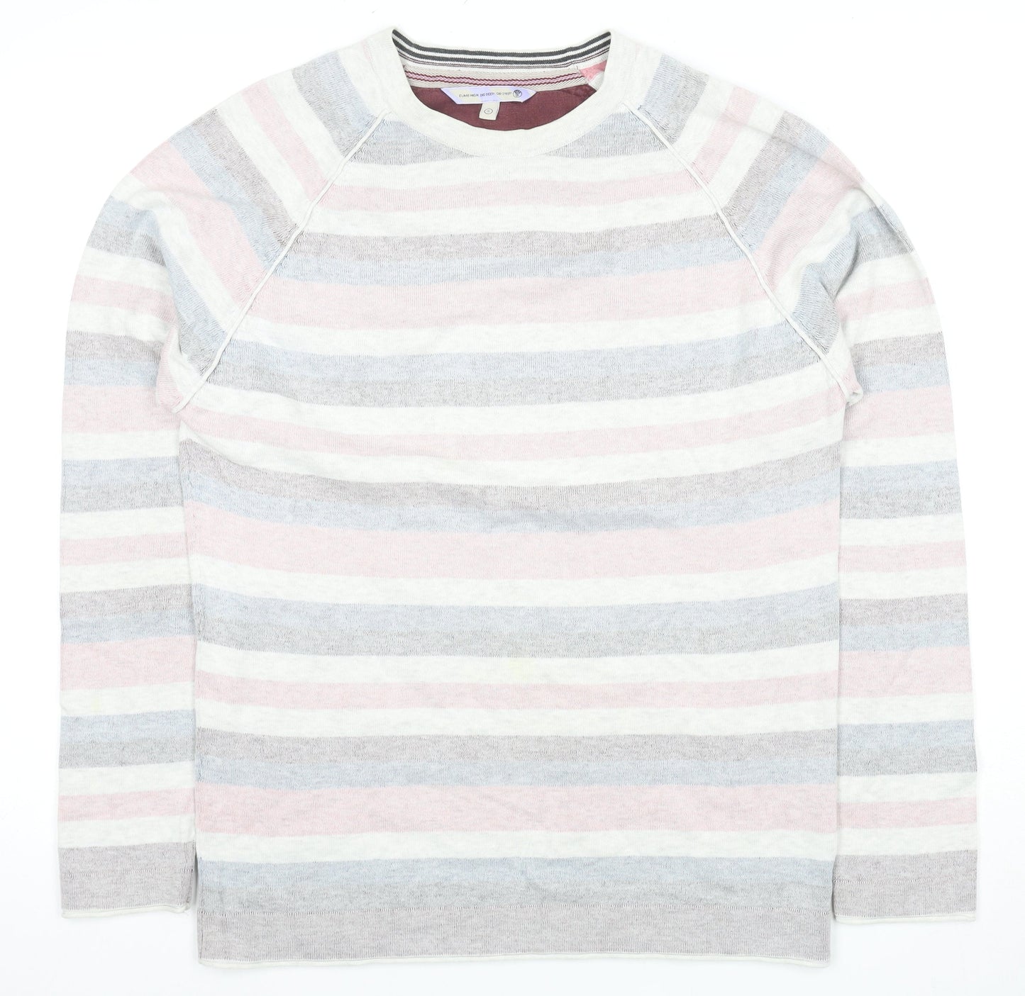 Men's Multicoloured Striped Cotton Jumper Size S