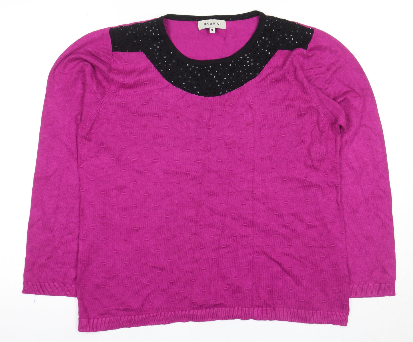 Womens UK Size XL BASSINI Purple Jersey Blouse