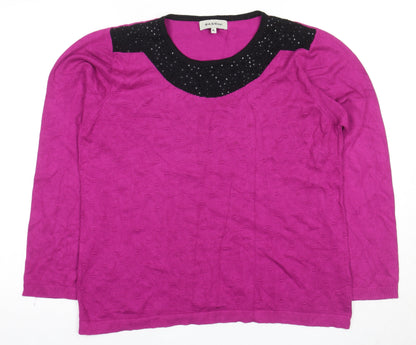 Womens UK Size XL BASSINI Purple Jersey Blouse