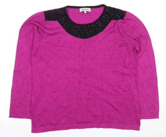 Womens UK Size XL BASSINI Purple Jersey Blouse