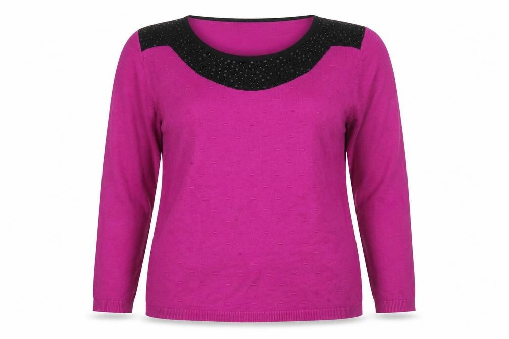 Womens UK Size XL BASSINI Purple Jersey Blouse