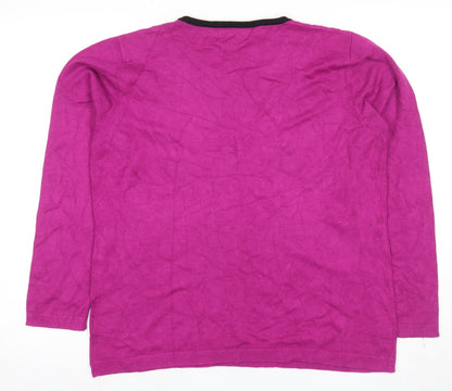 Womens UK Size XL BASSINI Purple Jersey Blouse