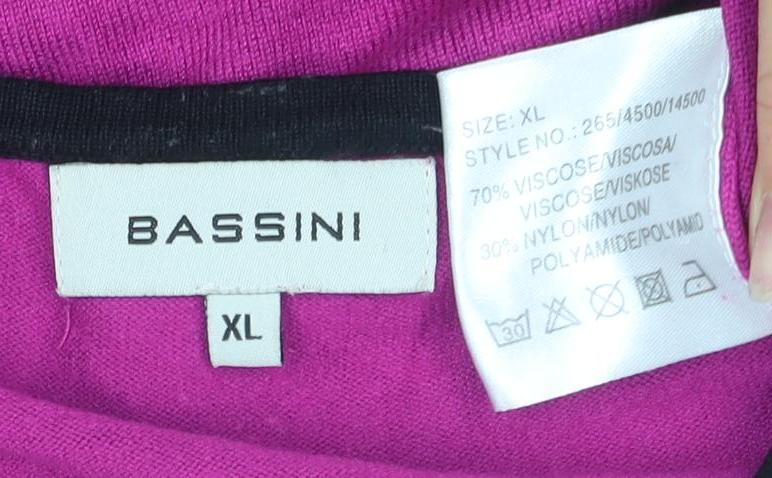 Womens UK Size XL BASSINI Purple Jersey Blouse