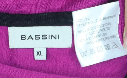 Womens UK Size XL BASSINI Purple Jersey Blouse