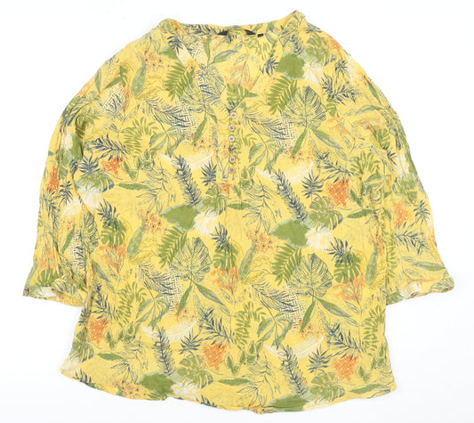 Isle Collection Women's Yellow Floral Tunic Blouse, Size 20