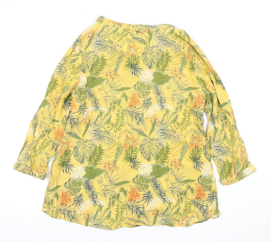 Isle Collection Women's Yellow Floral Tunic Blouse, Size 20