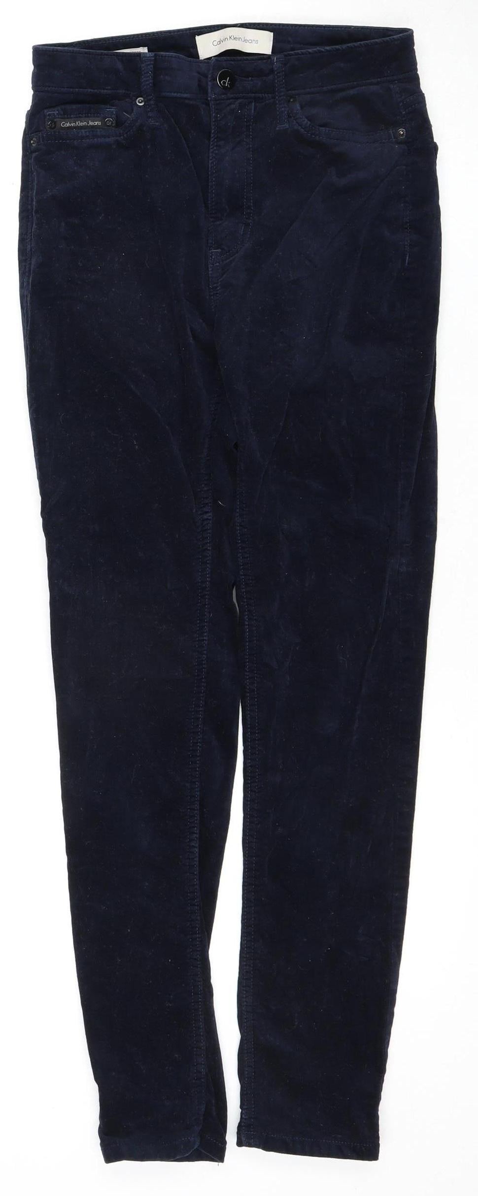 Calvin Klein Women's Blue Velvet Skinny Trousers XS