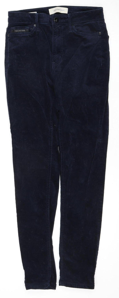 Calvin Klein Women's Blue Velvet Skinny Trousers XS