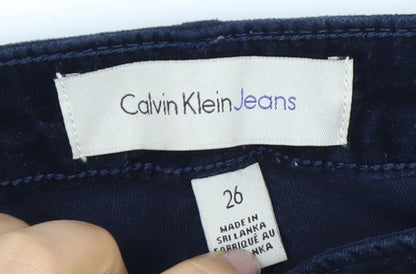 Calvin Klein Women's Blue Velvet Skinny Trousers XS