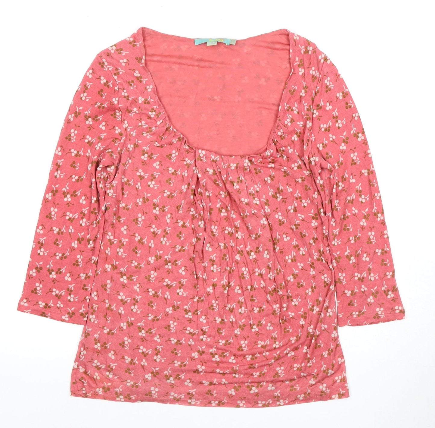 Boden Women's Pink Floral Scoop Neck Tunic Blouse Size 10