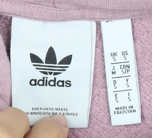 Adidas Unisex Adults Pink Pullover Hoodie, Size S