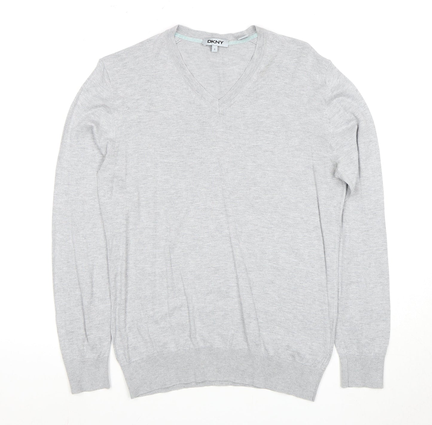 DKNY Men's Grey V-Neck Pullover Jumper, Size S