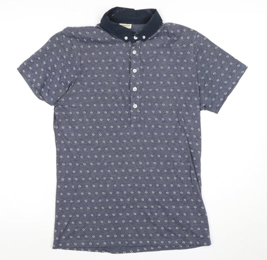 Jack & Jones Men's Blue Geometric Polo Shirt M