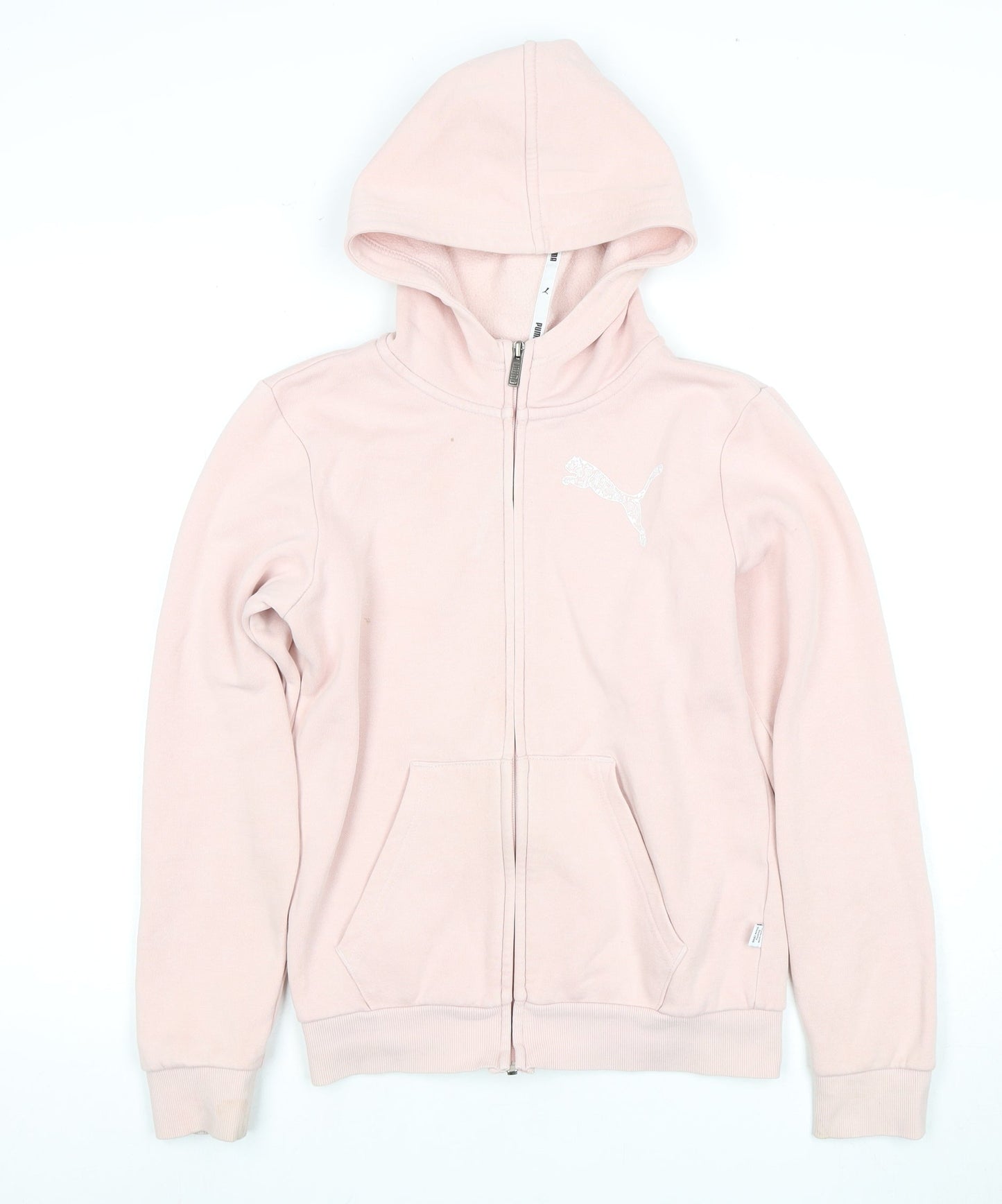 Puma Girls Pink Hoodie Full Zip Logo 13-14 Years