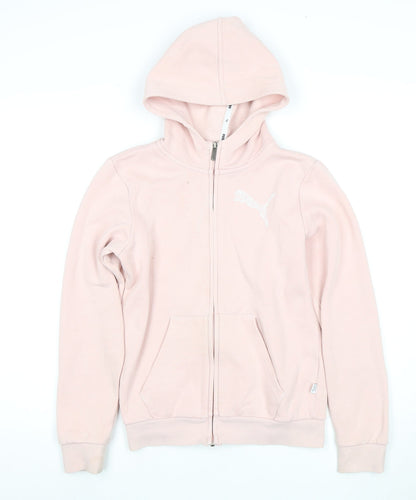 Puma Girls Pink Hoodie Full Zip Logo 13-14 Years