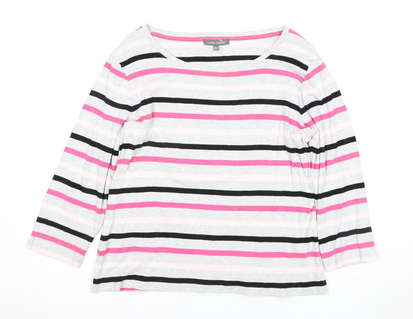 Laura Ashley Women's Striped 3/4 Sleeve T-Shirt, Size 4