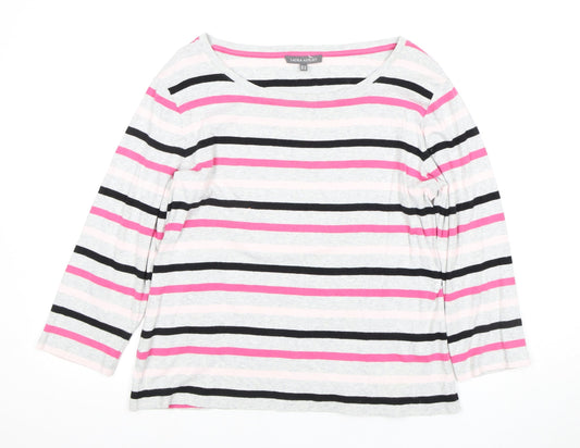 Laura Ashley Women's Striped 3/4 Sleeve T-Shirt, Size 4