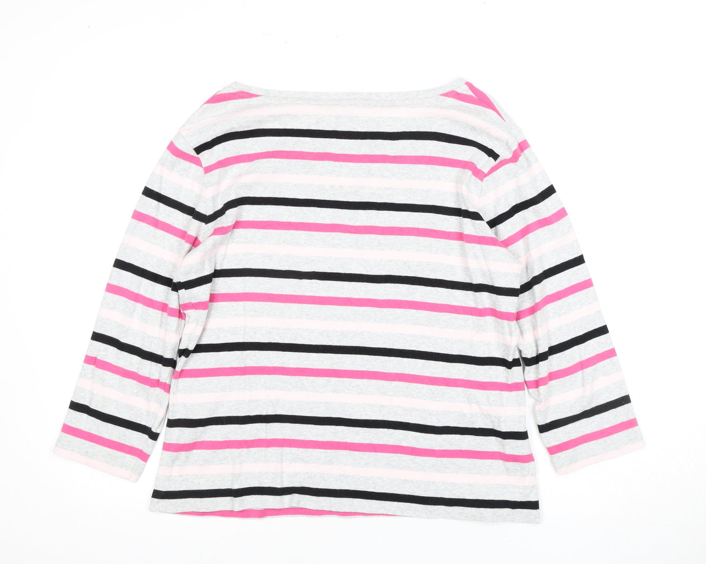 Laura Ashley Women's Striped 3/4 Sleeve T-Shirt, Size 4