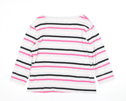 Laura Ashley Women's Striped 3/4 Sleeve T-Shirt, Size 4