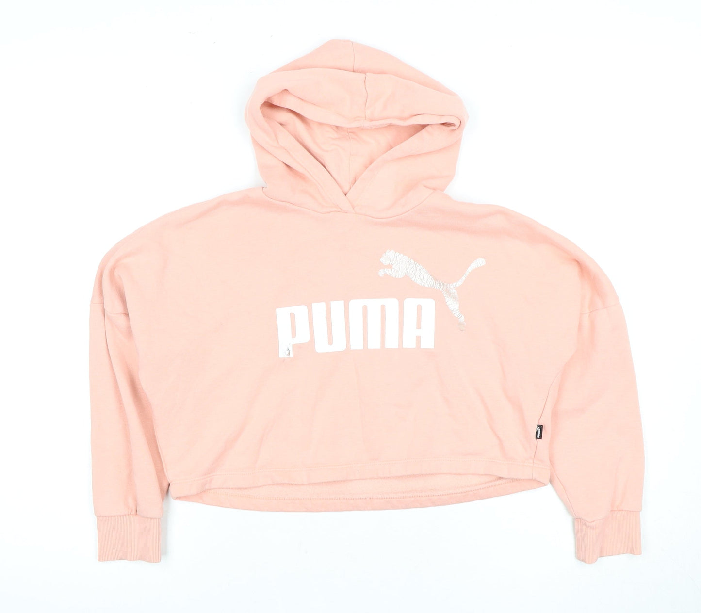 Puma Girls Pink Pullover Hoodie - Size M, Logo, Spring