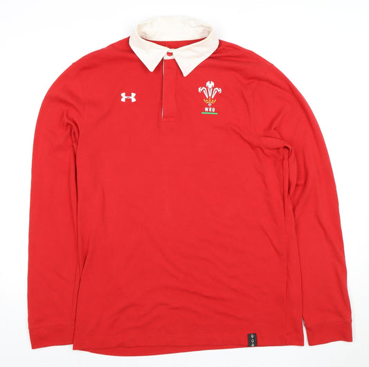 Under Armour Men's Red Rugby Polo Shirt, Size M
