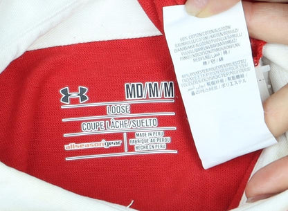 Under Armour Men's Red Rugby Polo Shirt, Size M