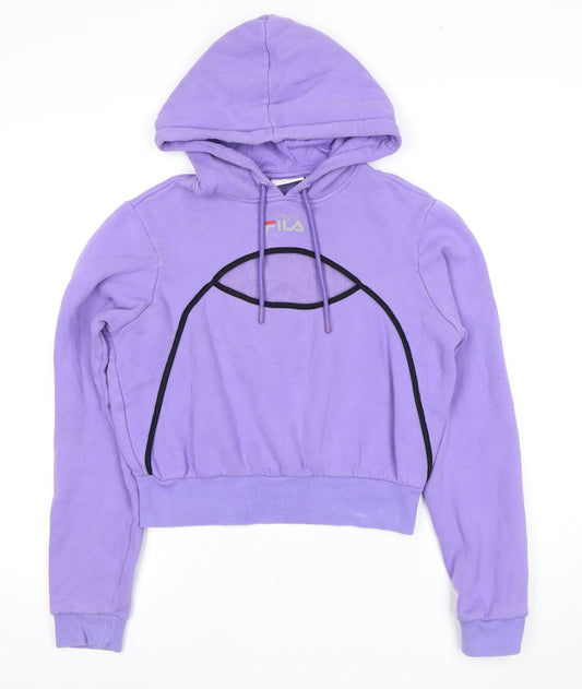 FILA Women's Purple Pullover Hoodie S - Logo Accent