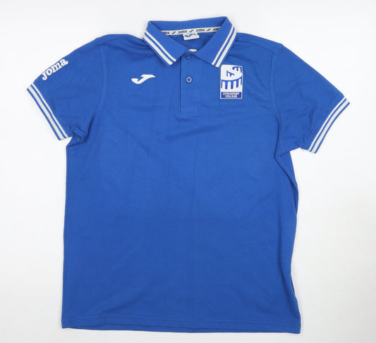 Joma Men's Blue Polo Shirt, Short Sleeve, Size S