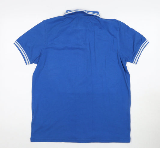 Joma Men's Blue Polo Shirt, Short Sleeve, Size S