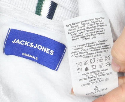 Mens UK Size S JACK & JONES White Pullover Sweatshirt