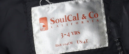 SoulCal & Co Black Boys Puffer Jacket 3-4 Years Hooded