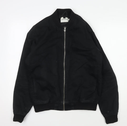 Mens UK Size M Topman Black Bomber Jacket