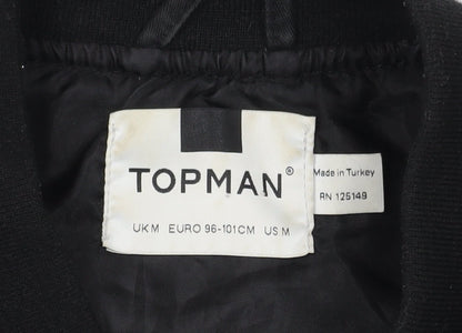Mens UK Size M Topman Black Bomber Jacket
