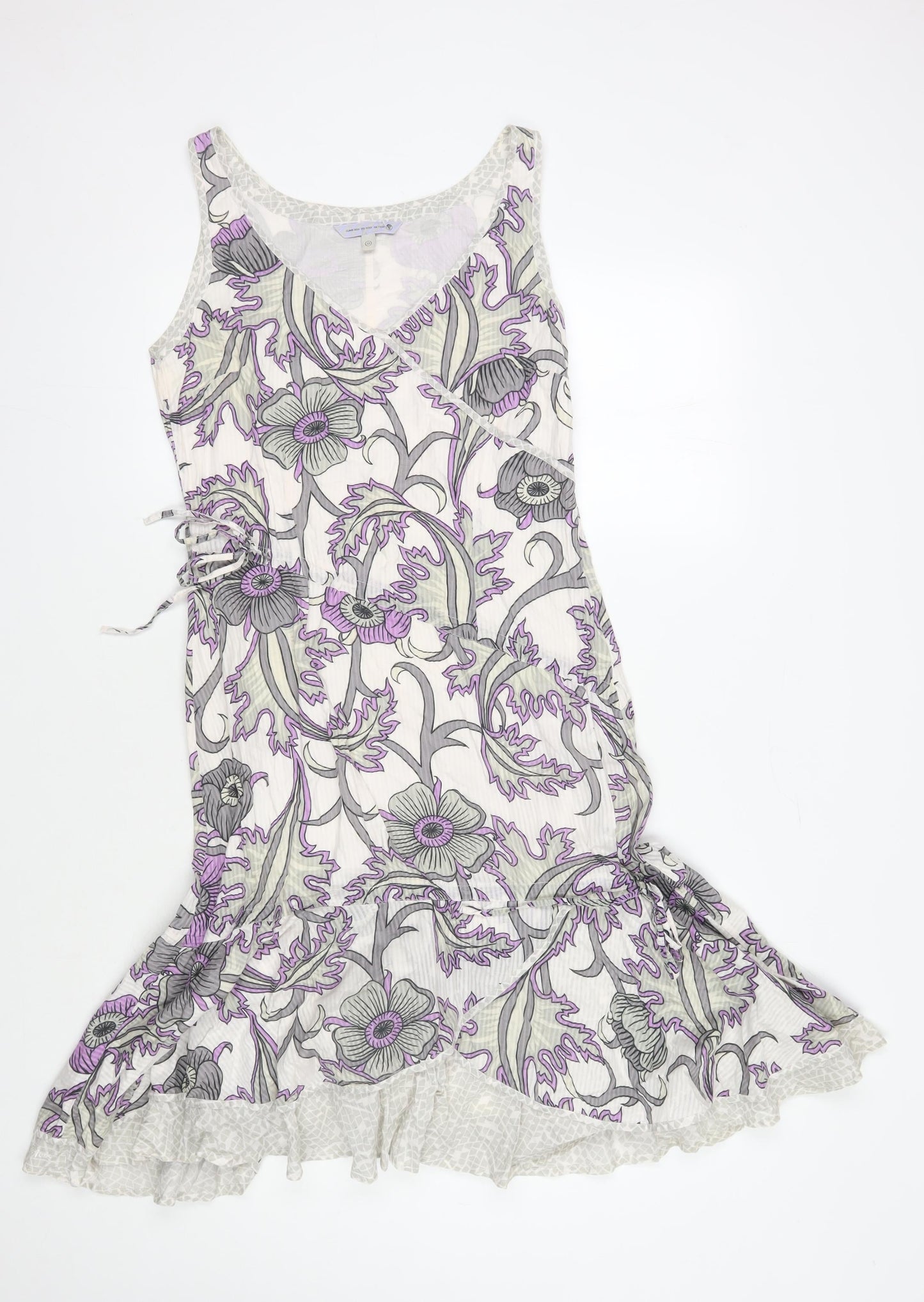Women's Purple Floral Dress Cotton, Size 10, Sleeveless